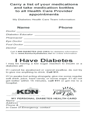 Diabetes Health Care Provider Information Form