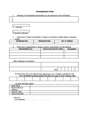 Shareholder Transmission Form