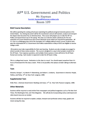 AP US Government and Politics Syllabus