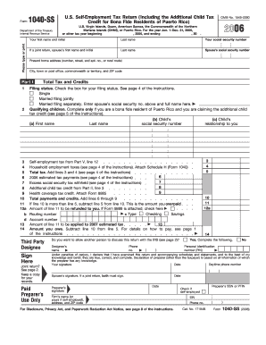 US Self-Employment Tax Return Form 1040-SS