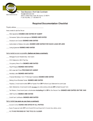 Required Documentation Checklist