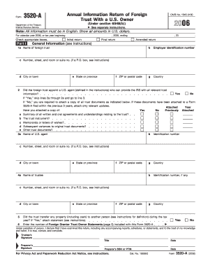 Form 3520-A Annual Information Return of Foreign Trust
