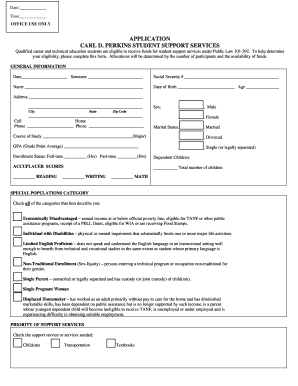 Carl D. Perkins Student Support Services Application