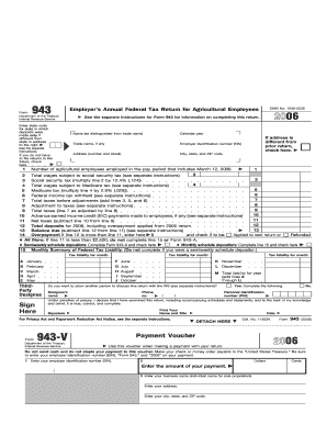 Form 943 Employer's Annual Federal Tax Return for Agricultural Employees