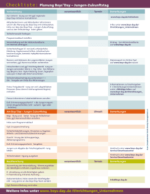 Checkliste: Planung Boys’Day – Jungen-Zukunftstag