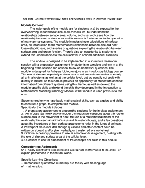 Animal Physiology Size and Surface Area Worksheet
