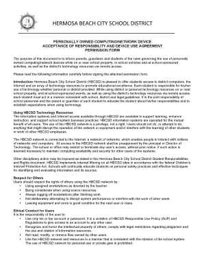 Hermosa Beach City School District Device Use Agreement
