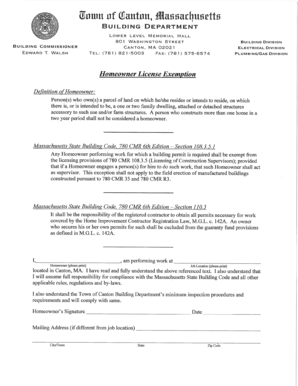 Massachusetts Homeowner License Exemption Form