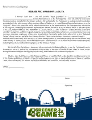 Minor Participation Release and Waiver