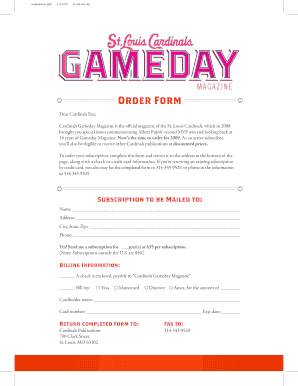 St. Louis Cardinals Magazine Subscription Order Form