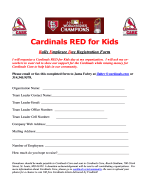 Cardinals RED for Kids Employee Registration Form