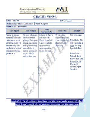 Curriculum Proposal Form