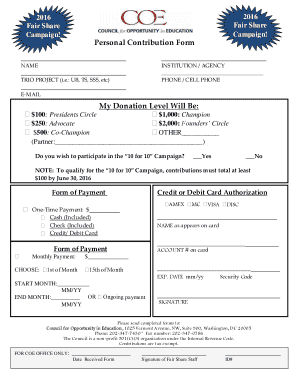 Fair Share Campaign Contribution Form