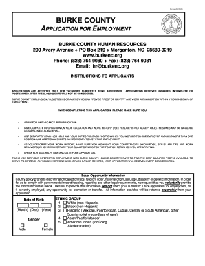 Burke County Application for Employment