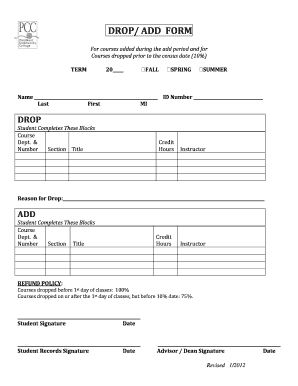 Course Drop Add Form