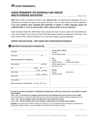 Kaiser Permanente Health Coverage Application