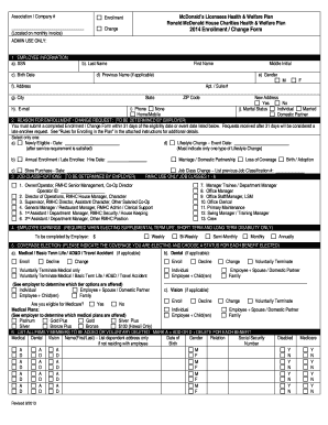 McDonald's Licensees Health & Welfare Plan Enrollment Form
