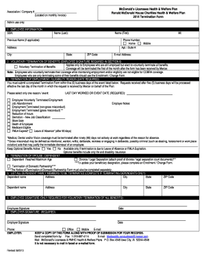 McDonald's Employee Benefits Termination Form