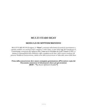 Modulo di Sottoscrizione Multi Stars SICAV