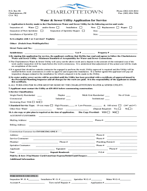 Water and Sewer Utility Application for Service