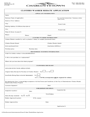 Clothes Washer Rebate Application