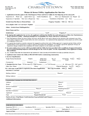 Water and Sewer Utility Application for Service