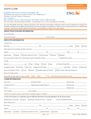 Death Claim Form
