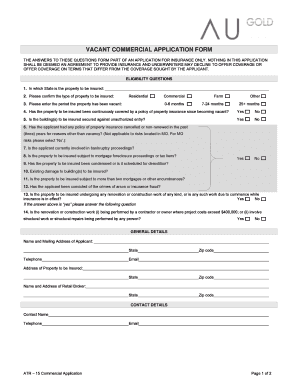 Vacant Commercial Property Insurance Application