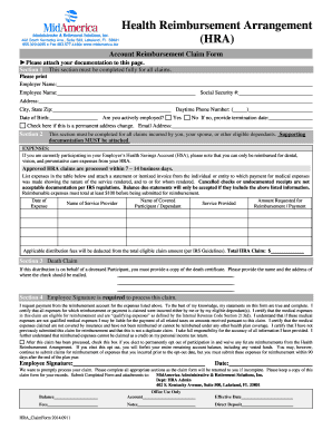 Health Reimbursement Arrangement Claim Form