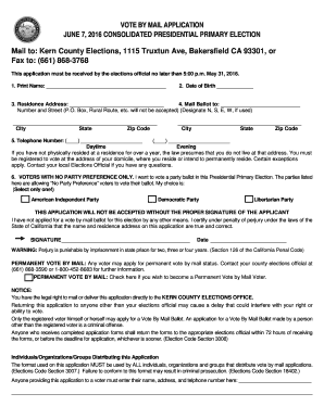 California Vote by Mail Application