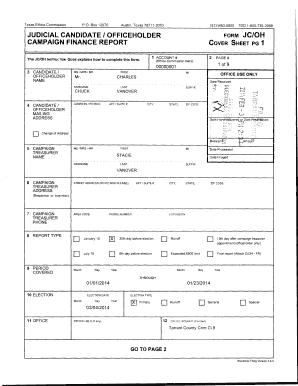 Texas Judicial Candidate Officeholder Form JC/OH