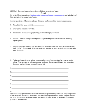 Chemistry Lab: Properties of Water