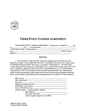 Third Party Lender Agreement