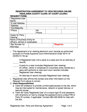 Highlands County Court Records Viewing Agreement