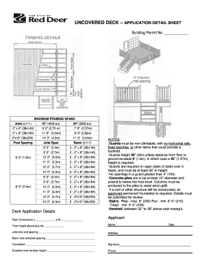 Uncovered Deck Application Details Sheet