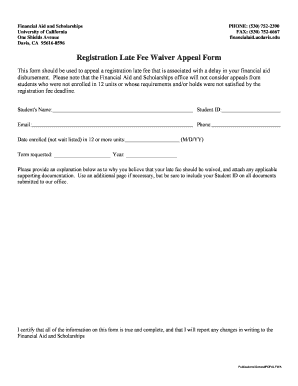 Registration Late Fee Waiver Appeal Form