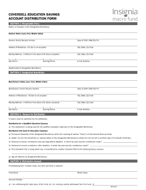Coverdell Education Savings Account Distribution Form