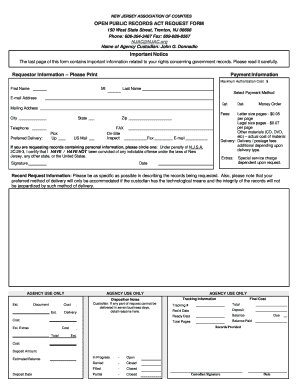 New Jersey Open Public Records Act Request Form