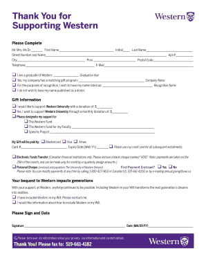 Western University Donation Form