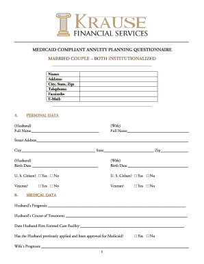Medicaid Compliant Annuity Planning Questionnaire