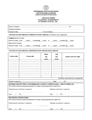 Formulário de Alteração do Acordo de Aprendizagem