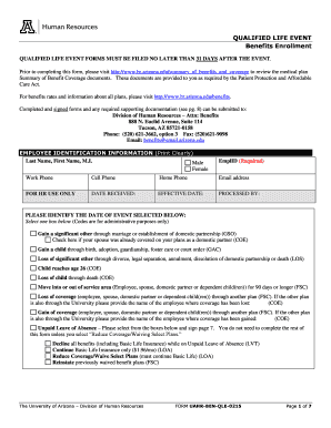 Qualified Life Event Benefits Enrollment Form