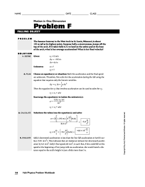 Motion In One Dimension Problem F - Fill Online, Printable, Fillable, Blank  | pdfFiller