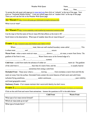 Weather Web Quest Worksheet