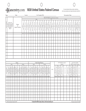 1830 United States Federal Census Form