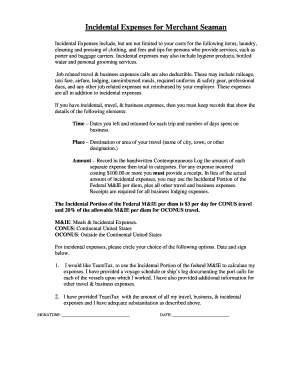 Merchant Seaman Expense Form