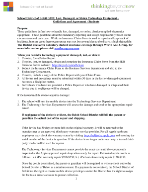 SDB Lost, Damaged, or Stolen Technology Equipment Agreement