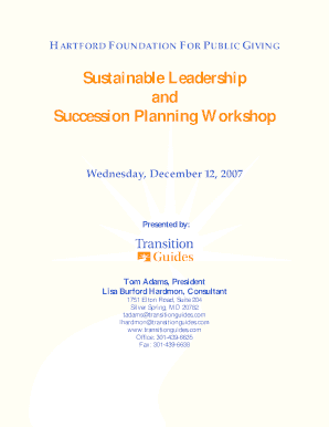 Sustainable Leadership and Succession Planning Workshop - nsp hfpg