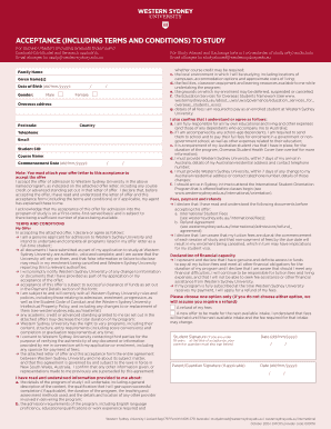 International Student Offer Acceptance Form