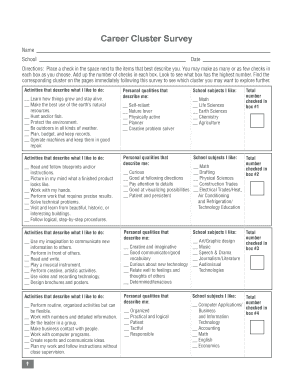 Career Cluster Survey Form